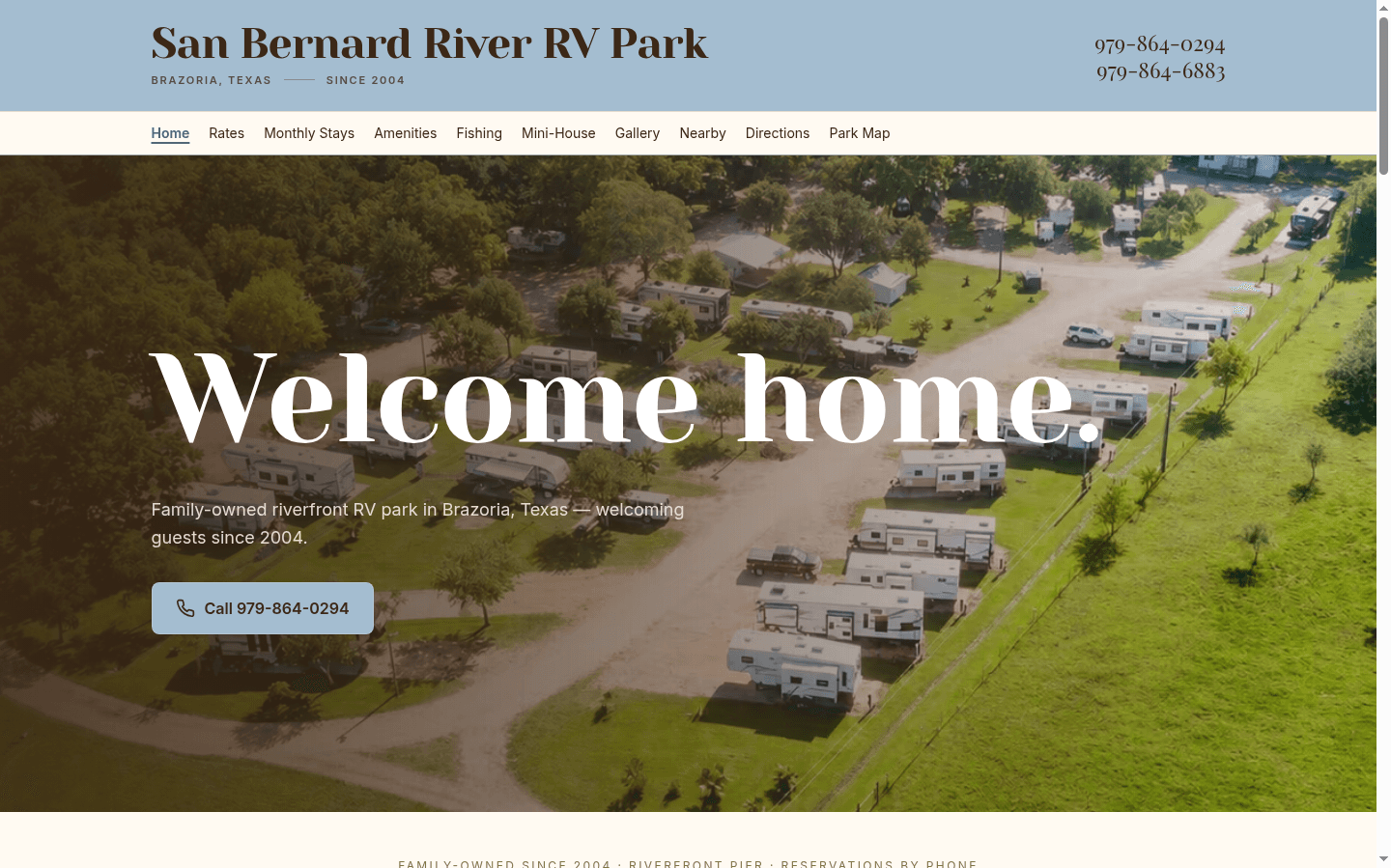 San Bernard River RV Park homepage